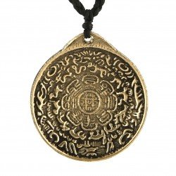 HZMAN Vintage Tibetan I Ching Spiritual Divination Om Pendant Necklace From Nepal, Yoga Jewelry