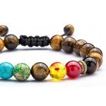 Hamoery Men Women 8mm Lava Rock 7 Chakras Diffuser Bracelet Braided Rope Natural Stone Yoga Beads Bracelet Bangle