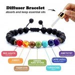 Hamoery Men Women 8mm Lava Rock 7 Chakras Diffuser Bracelet Braided Rope Natural Stone Yoga Beads Bracelet Bangle