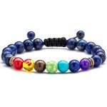 Hamoery Men Women 8mm Lava Rock 7 Chakras Diffuser Bracelet Braided Rope Natural Stone Yoga Beads Bracelet Bangle