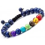 Hamoery Men Women 8mm Lava Rock 7 Chakras Diffuser Bracelet Braided Rope Natural Stone Yoga Beads Bracelet Bangle