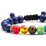Hamoery Men Women 8mm Lava Rock 7 Chakras Diffuser Bracelet Braided Rope Natural Stone Yoga Beads Bracelet Bangle