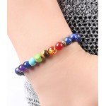 Hamoery Men Women 8mm Lava Rock 7 Chakras Diffuser Bracelet Braided Rope Natural Stone Yoga Beads Bracelet Bangle