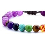 Hamoery Men Women 8mm Lava Rock 7 Chakras Diffuser Bracelet Braided Rope Natural Stone Yoga Beads Bracelet Bangle