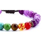 Hamoery Men Women 8mm Lava Rock 7 Chakras Diffuser Bracelet Braided Rope Natural Stone Yoga Beads Bracelet Bangle