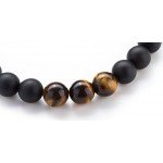 Hamoery Men Women 8mm Tiger Eye Stone Beads Bracelet Elastic Natural Stone Yoga Bracelet Bangle