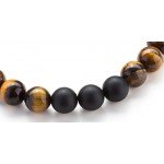 Hamoery Men Women 8mm Tiger Eye Stone Beads Bracelet Elastic Natural Stone Yoga Bracelet Bangle