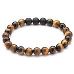 Hamoery Men Women 8mm Tiger Eye Stone Beads Bracelet Elastic Natural Stone Yoga Bracelet Bangle