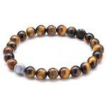 Hamoery Men Women 8mm Tiger Eye Stone Beads Bracelet Elastic Natural Stone Yoga Bracelet Bangle