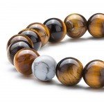 Hamoery Men Women 8mm Tiger Eye Stone Beads Bracelet Elastic Natural Stone Yoga Bracelet Bangle