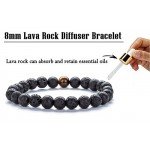 Hamoery Men Women 8mm Tiger Eye Stone Beads Bracelet Elastic Natural Stone Yoga Bracelet Bangle