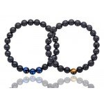 Hamoery Men Women 8mm Tiger Eye Stone Beads Bracelet Elastic Natural Stone Yoga Bracelet Bangle