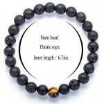 Hamoery Men Women 8mm Tiger Eye Stone Beads Bracelet Elastic Natural Stone Yoga Bracelet Bangle