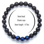 Hamoery Men Women 8mm Tiger Eye Stone Beads Bracelet Elastic Natural Stone Yoga Bracelet Bangle