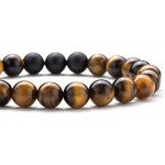 Hamoery Men Women 8mm Tiger Eye Stone Beads Bracelet Elastic Natural Stone Yoga Bracelet Bangle