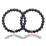 Hamoery Men Women 8mm Tiger Eye Stone Beads Bracelet Elastic Natural Stone Yoga Bracelet Bangle