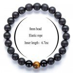 Hamoery Men Women 8mm Tiger Eye Stone Beads Bracelet Elastic Natural Stone Yoga Bracelet Bangle