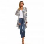 Haoricu Women Cardigan, Womens Open Front Floral Print Chiffon Loose Shawl Kimono Cover up Shirt