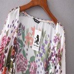 Haoricu Women Cardigan, Womens Open Front Floral Print Chiffon Loose Shawl Kimono Cover up Shirt