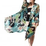 Haoricu Women Cardigan, Womens Open Front Floral Print Chiffon Loose Shawl Kimono Cover up Shirt