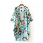 Haoricu Women Cardigan, Womens Open Front Floral Print Chiffon Loose Shawl Kimono Cover up Shirt
