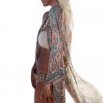Haoricu Women Cardigan, Womens Open Front Floral Print Chiffon Loose Shawl Kimono Cover up Shirt