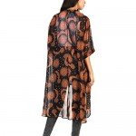 Haoricu Women Cardigan, Womens Open Front Floral Print Chiffon Loose Shawl Kimono Cover up Shirt