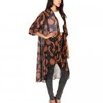 Haoricu Women Cardigan, Womens Open Front Floral Print Chiffon Loose Shawl Kimono Cover up Shirt