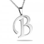HooAMI Mens Womens Name Initial Letter Pendant Necklace, 22 inch Chain, 26 Alphabet Letters