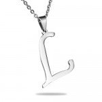 HooAMI Mens Womens Name Initial Letter Pendant Necklace, 22 inch Chain, 26 Alphabet Letters