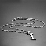 HooAMI Mens Womens Name Initial Letter Pendant Necklace, 22 inch Chain, 26 Alphabet Letters
