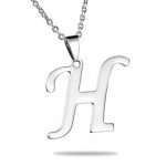 HooAMI Mens Womens Name Initial Letter Pendant Necklace, 22 inch Chain, 26 Alphabet Letters