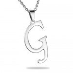 HooAMI Mens Womens Name Initial Letter Pendant Necklace, 22 inch Chain, 26 Alphabet Letters