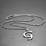 HooAMI Mens Womens Name Initial Letter Pendant Necklace, 22 inch Chain, 26 Alphabet Letters