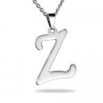 HooAMI Mens Womens Name Initial Letter Pendant Necklace, 22 inch Chain, 26 Alphabet Letters