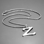 HooAMI Mens Womens Name Initial Letter Pendant Necklace, 22 inch Chain, 26 Alphabet Letters