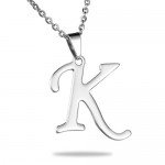 HooAMI Mens Womens Name Initial Letter Pendant Necklace, 22 inch Chain, 26 Alphabet Letters