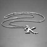 HooAMI Mens Womens Name Initial Letter Pendant Necklace, 22 inch Chain, 26 Alphabet Letters