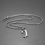 HooAMI Mens Womens Name Initial Letter Pendant Necklace, 22 inch Chain, 26 Alphabet Letters