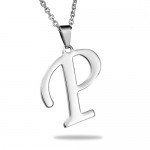 HooAMI Mens Womens Name Initial Letter Pendant Necklace, 22 inch Chain, 26 Alphabet Letters