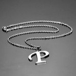 HooAMI Mens Womens Name Initial Letter Pendant Necklace, 22 inch Chain, 26 Alphabet Letters