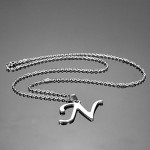 HooAMI Mens Womens Name Initial Letter Pendant Necklace, 22 inch Chain, 26 Alphabet Letters