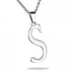 HooAMI Mens Womens Name Initial Letter Pendant Necklace, 22 inch Chain, 26 Alphabet Letters