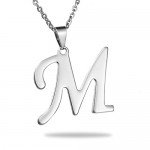 HooAMI Mens Womens Name Initial Letter Pendant Necklace, 22 inch Chain, 26 Alphabet Letters