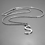 HooAMI Mens Womens Name Initial Letter Pendant Necklace, 22 inch Chain, 26 Alphabet Letters