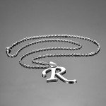 HooAMI Mens Womens Name Initial Letter Pendant Necklace, 22 inch Chain, 26 Alphabet Letters
