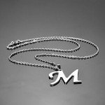 HooAMI Mens Womens Name Initial Letter Pendant Necklace, 22 inch Chain, 26 Alphabet Letters