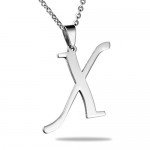 HooAMI Mens Womens Name Initial Letter Pendant Necklace, 22 inch Chain, 26 Alphabet Letters