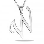 HooAMI Mens Womens Name Initial Letter Pendant Necklace, 22 inch Chain, 26 Alphabet Letters