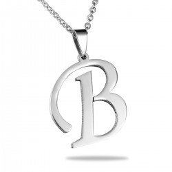 HooAMI Mens Womens Name Initial Letter Pendant Necklace, 22 inch Chain, 26 Alphabet Letters